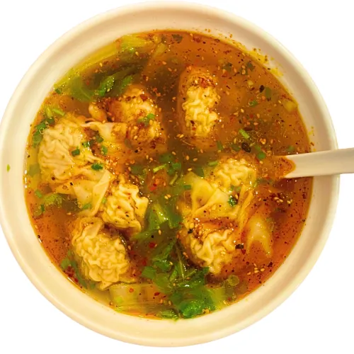 Soupe de Raviolis Wonton Au Poulet Sichuan